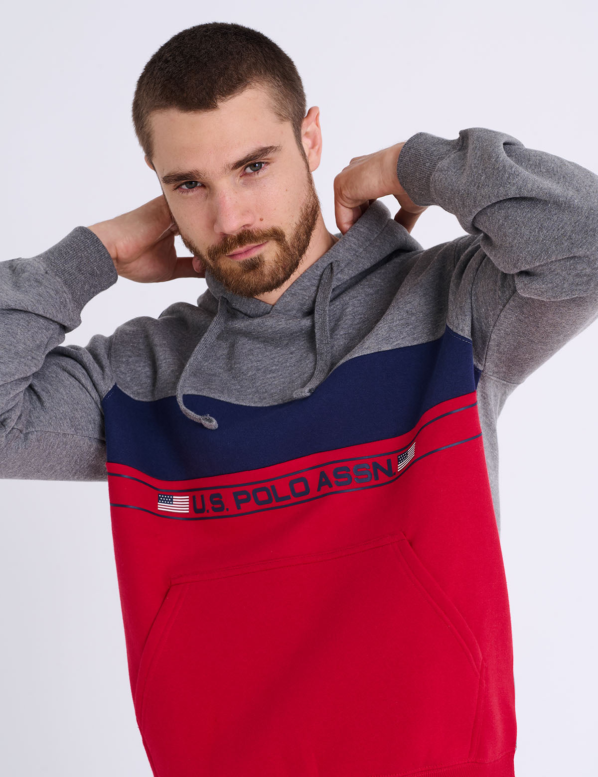 COLOR BLOCK WORDMARK PULLOVER HOODIE– U.S. Polo Assn.