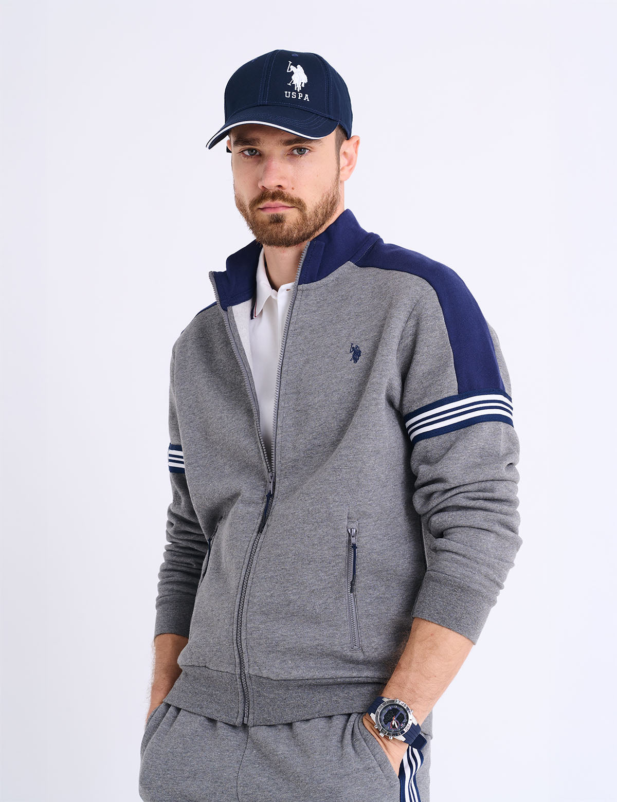 TRICOT TAPE FULL ZIP FLEECE TRACK JACKET– U.S. Polo Assn.