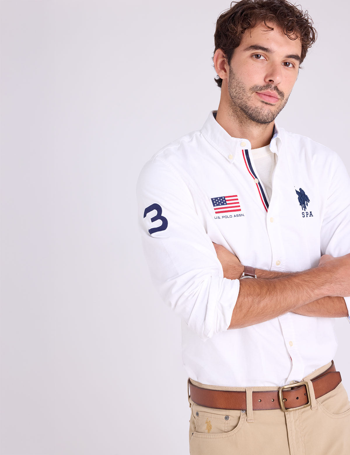 polo assn dress shirt LONG SLEEVE FLAG SOLID OXFORD SHIRT