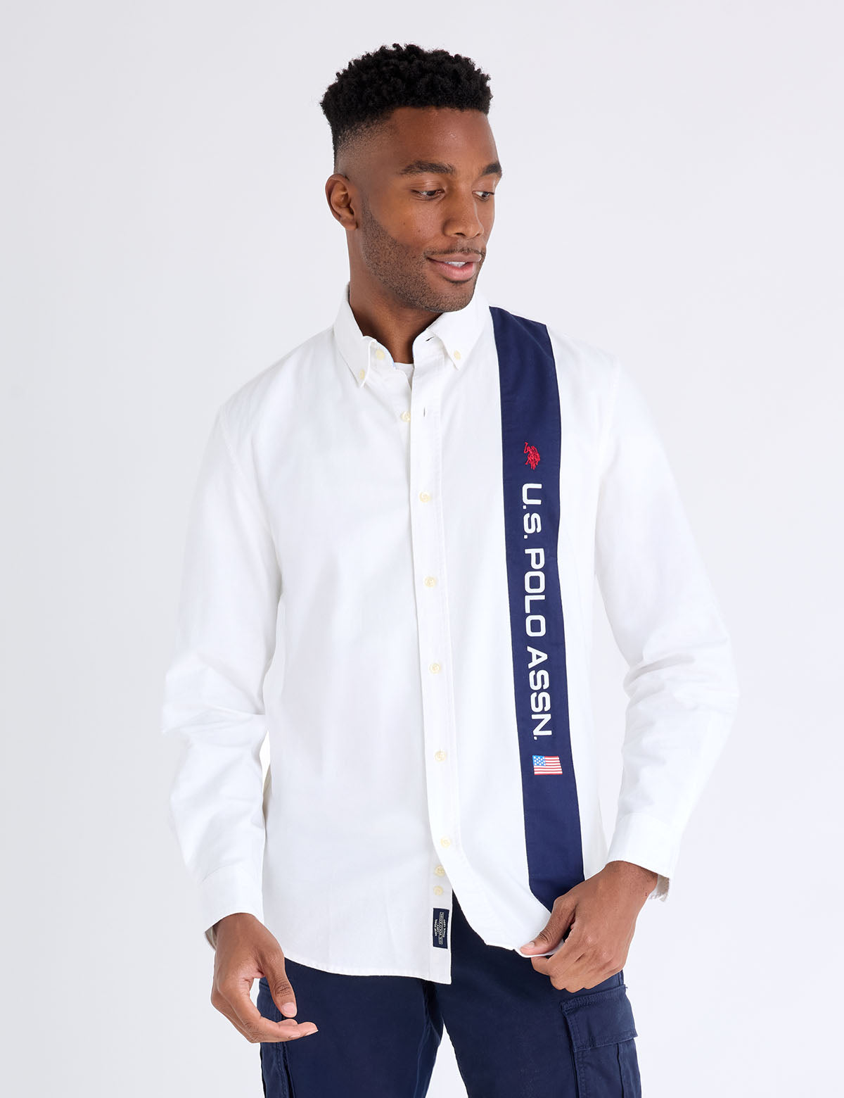 LONG SLEEVE VERTICAL WORDMARK OXFORD SHIRT– U.S. Polo Assn.