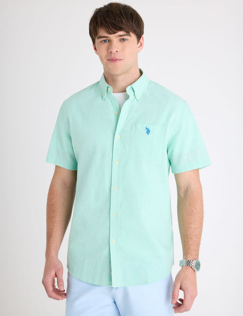 SHORT SLEEVE LINEN BLEND POCKET SHIRT - U.S. Polo Assn.