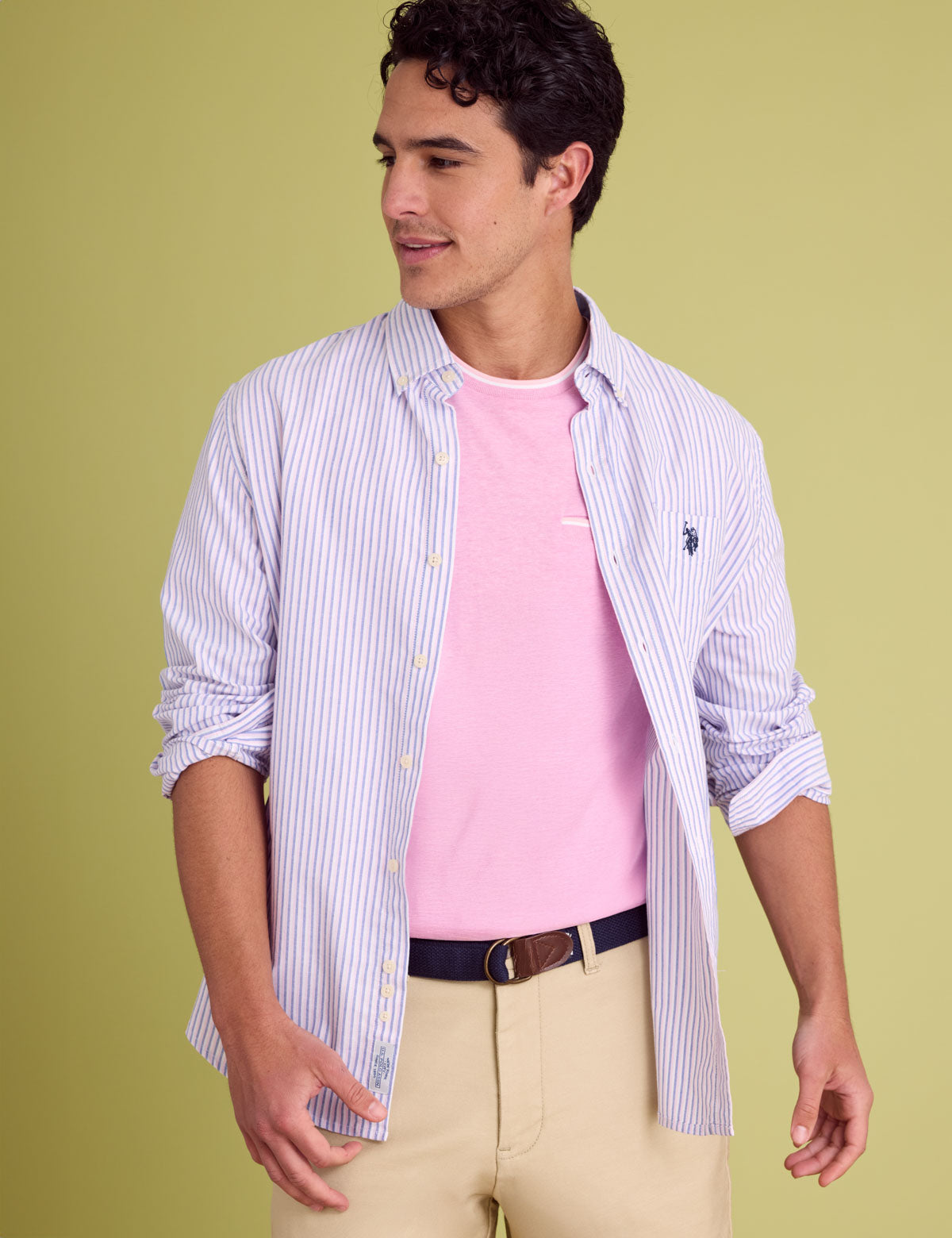 LONG SLEEVE DOUBLE STRIPE OXFORD SHIRT– U.S. Polo Assn.