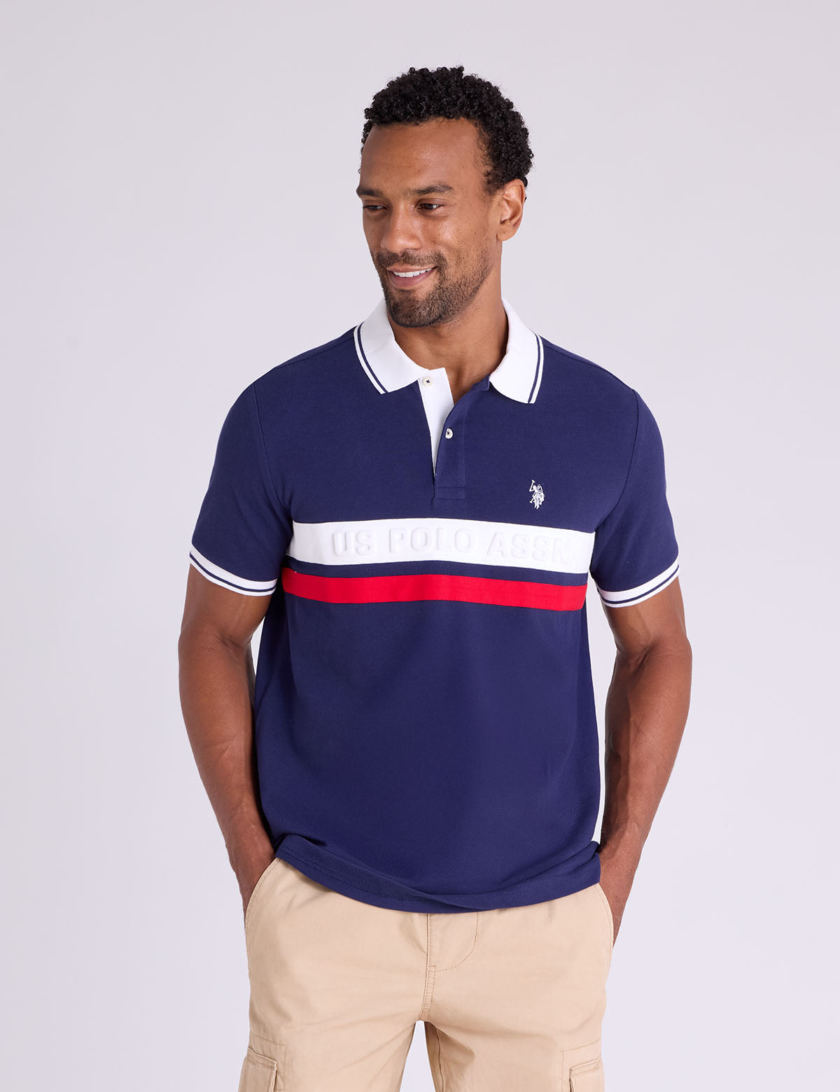 EMBOSSED WORDMARK PIQUE POLO SHIRT– U.S. Polo Assn.