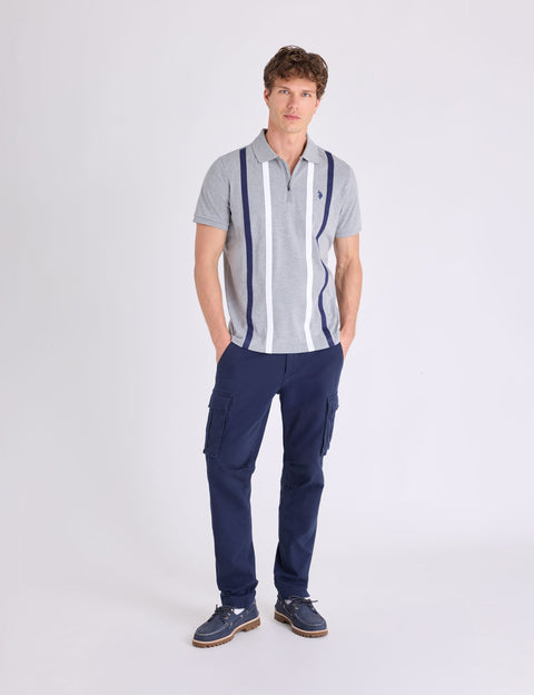 VERTICAL STRIPE JERSEY POLO SHIRT WITH ZIPPER - U.S. Polo Assn.