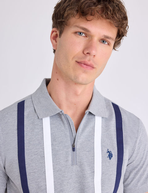 VERTICAL STRIPE JERSEY POLO SHIRT WITH ZIPPER - U.S. Polo Assn.