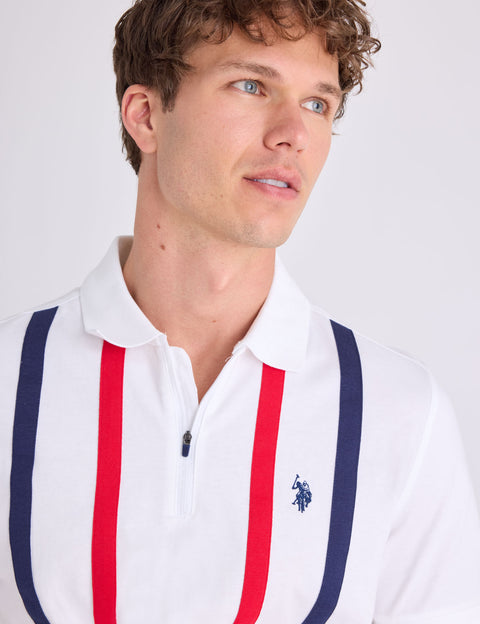 VERTICAL STRIPE JERSEY POLO SHIRT WITH ZIPPER - U.S. Polo Assn.