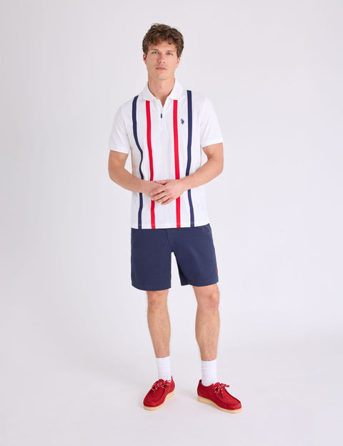 VERTICAL STRIPE JERSEY POLO SHIRT WITH ZIPPER - U.S. Polo Assn.