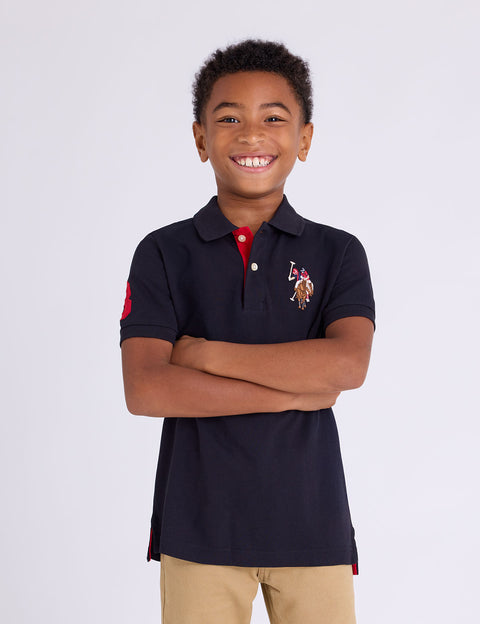 BOYS MULTI COLOR LOGO SOLID PIQUE POLO SHIRT - U.S. Polo Assn.