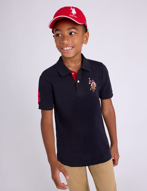 BOYS MULTI COLOR LOGO SOLID PIQUE POLO SHIRT - U.S. Polo Assn.