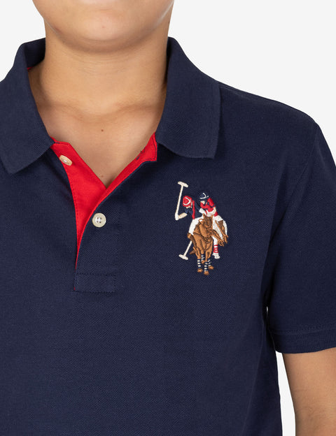 BOYS MULTI COLOR LOGO SOLID PIQUE POLO SHIRT - U.S. Polo Assn.