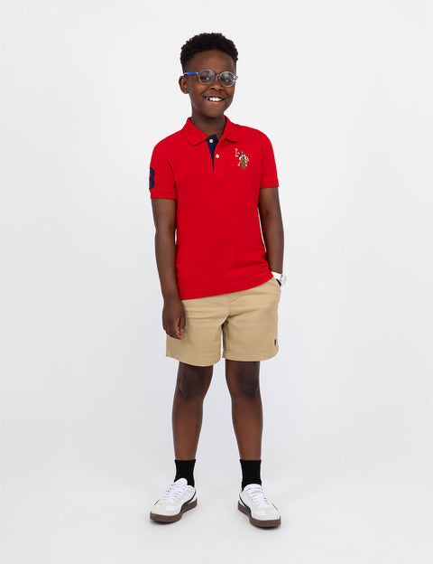 BOYS MULTI COLOR LOGO SOLID PIQUE POLO SHIRT - U.S. Polo Assn.