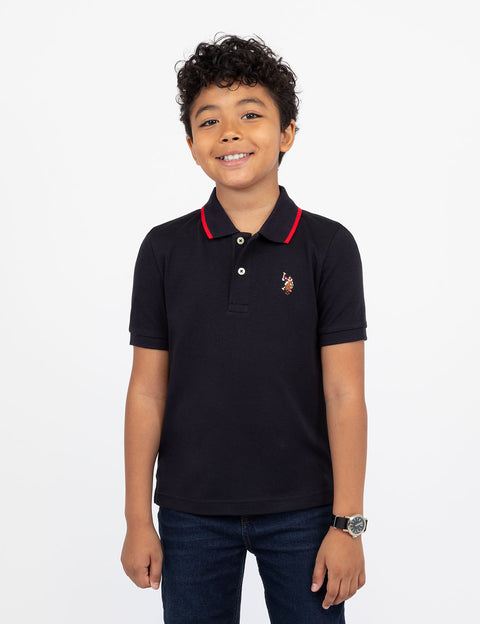 BOYS SOLID INTERLOCK POLO SHIRT