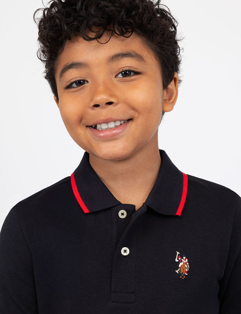 BOYS SOLID INTERLOCK POLO SHIRT
