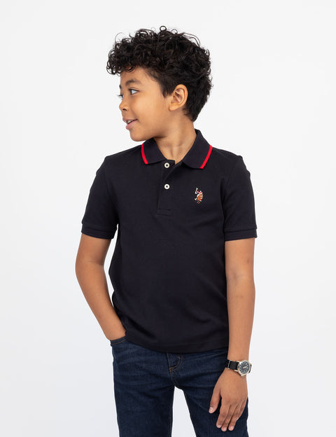BOYS SOLID INTERLOCK POLO SHIRT