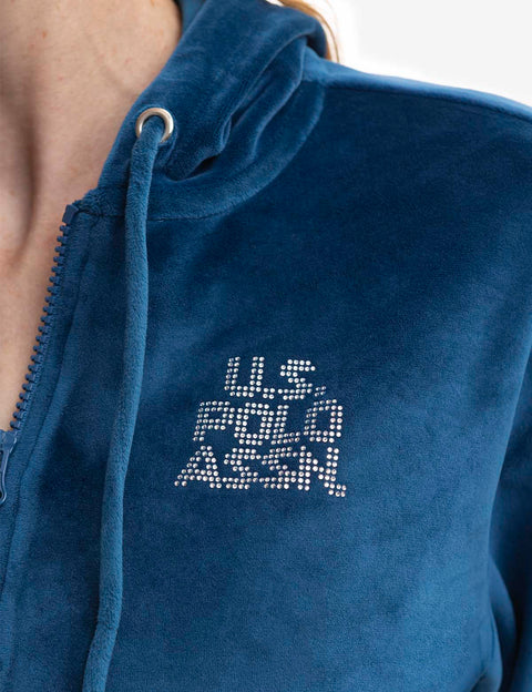 VELOUR FULL ZIP EMBELLISHED HOODIE - U.S. Polo Assn.