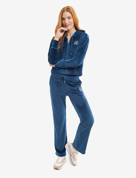VELOUR FULL ZIP EMBELLISHED HOODIE - U.S. Polo Assn.