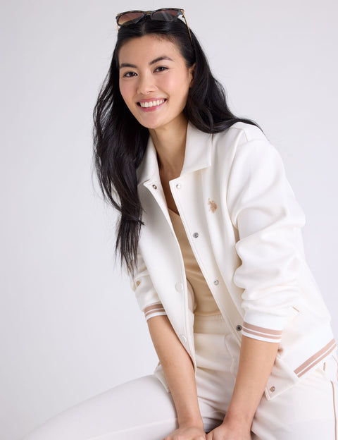 WHITE LABEL COLLAR SNAP BOMBER JACKET - U.S. Polo Assn.