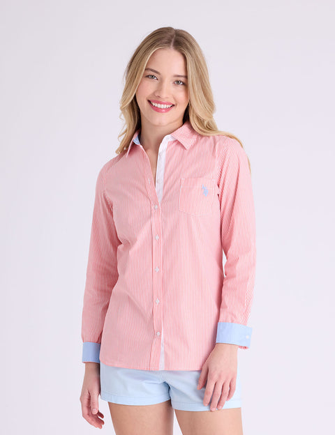 STRIPED POPLIN LONG SLEEVE SHIRT - U.S. Polo Assn.