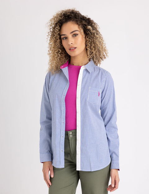 STRIPED POPLIN LONG SLEEVE SHIRT - U.S. Polo Assn.