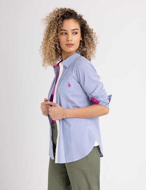 STRIPED POPLIN LONG SLEEVE SHIRT - U.S. Polo Assn.