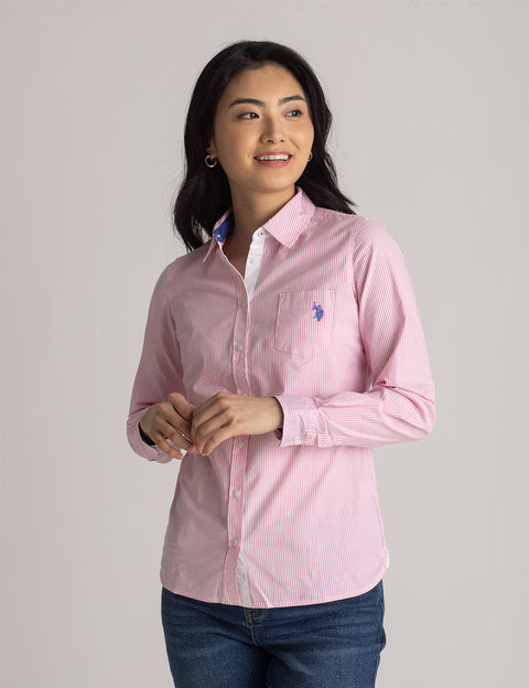 STRIPED POPLIN LONG SLEEVE SHIRT - U.S. Polo Assn.