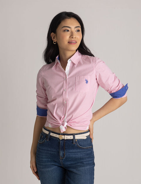 STRIPED POPLIN LONG SLEEVE SHIRT - U.S. Polo Assn.