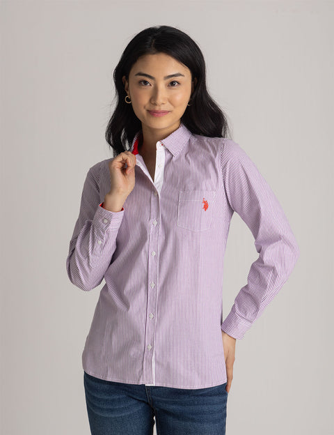 STRIPED POPLIN LONG SLEEVE SHIRT - U.S. Polo Assn.