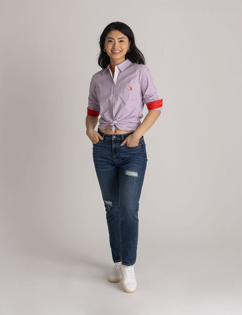 STRIPED POPLIN LONG SLEEVE SHIRT - U.S. Polo Assn.