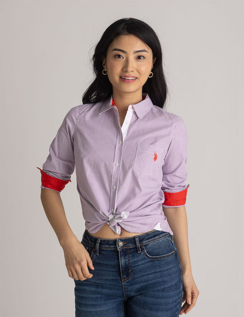 STRIPED POPLIN LONG SLEEVE SHIRT - U.S. Polo Assn.