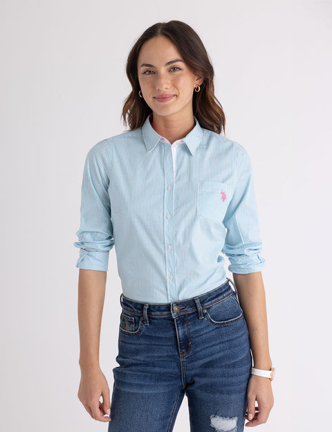 STRIPED POPLIN LONG SLEEVE SHIRT - U.S. Polo Assn.