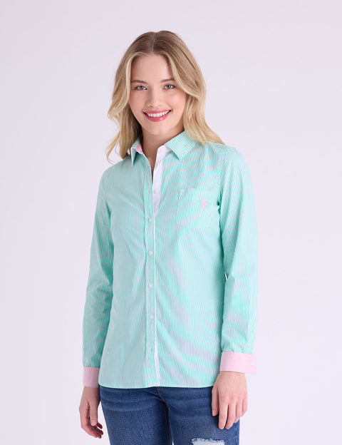 STRIPED POPLIN LONG SLEEVE SHIRT - U.S. Polo Assn.