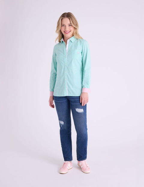 STRIPED POPLIN LONG SLEEVE SHIRT - U.S. Polo Assn.