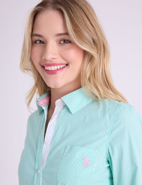 STRIPED POPLIN LONG SLEEVE SHIRT - U.S. Polo Assn.