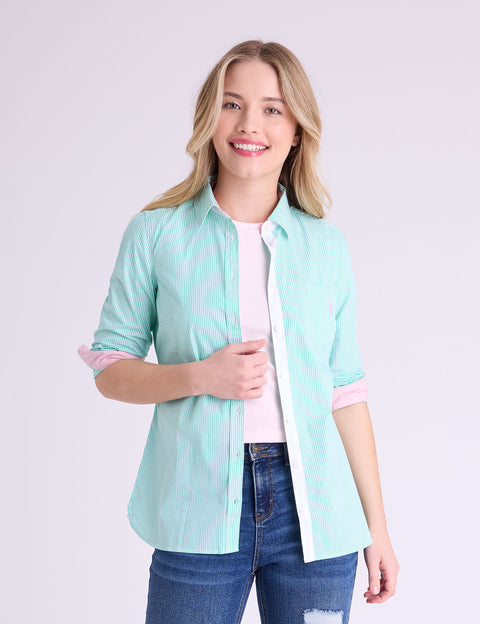 STRIPED POPLIN LONG SLEEVE SHIRT - U.S. Polo Assn.