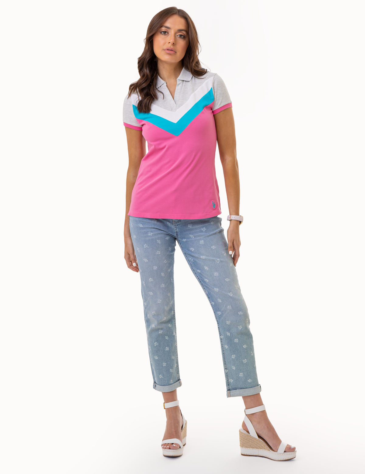 OPEN PLACKET CHEVRON POLO SHIRT– U.S. Polo Assn.