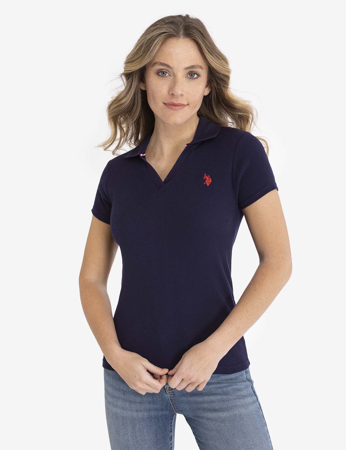 SPLIT NECK RIBBED POLO SHIRT– U.S. Polo Assn.