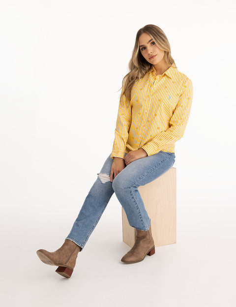 DITSY PRINT LONG SLEEVE POPLIN SHIRT - U.S. Polo Assn.