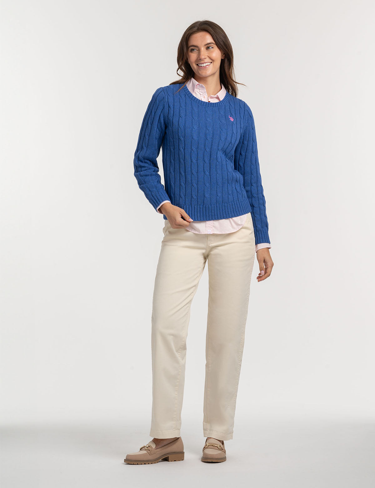 Cable Collegiate Polo Sweater