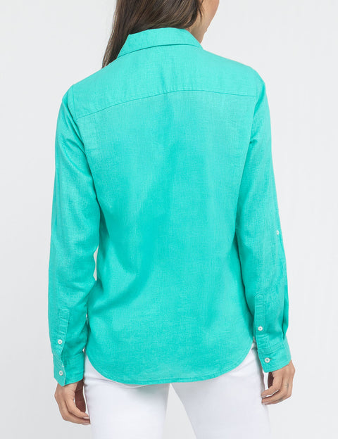 WATER FLORAL LINEN ROLL SLEEVE SHIRT - U.S. Polo Assn.