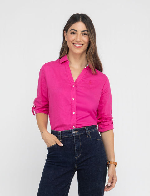 WATER FLORAL LINEN ROLL SLEEVE SHIRT - U.S. Polo Assn.