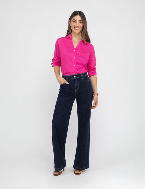 WATER FLORAL LINEN ROLL SLEEVE SHIRT - U.S. Polo Assn.