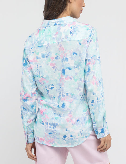 WATER FLORAL LINEN ROLL SLEEVE SHIRT - U.S. Polo Assn.