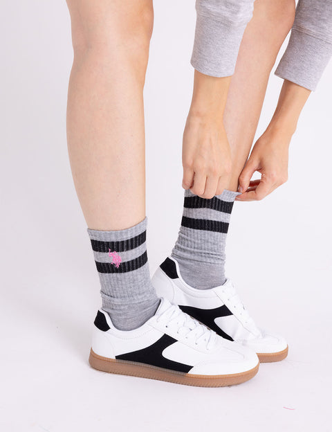 LADIES 3PK STRIPE ASSORTED CREW SOCKS - U.S. Polo Assn.