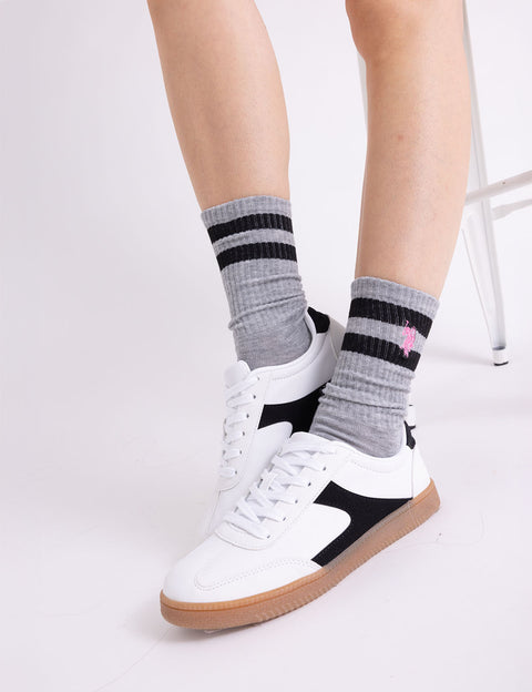 LADIES 3PK STRIPE ASSORTED CREW SOCKS - U.S. Polo Assn.