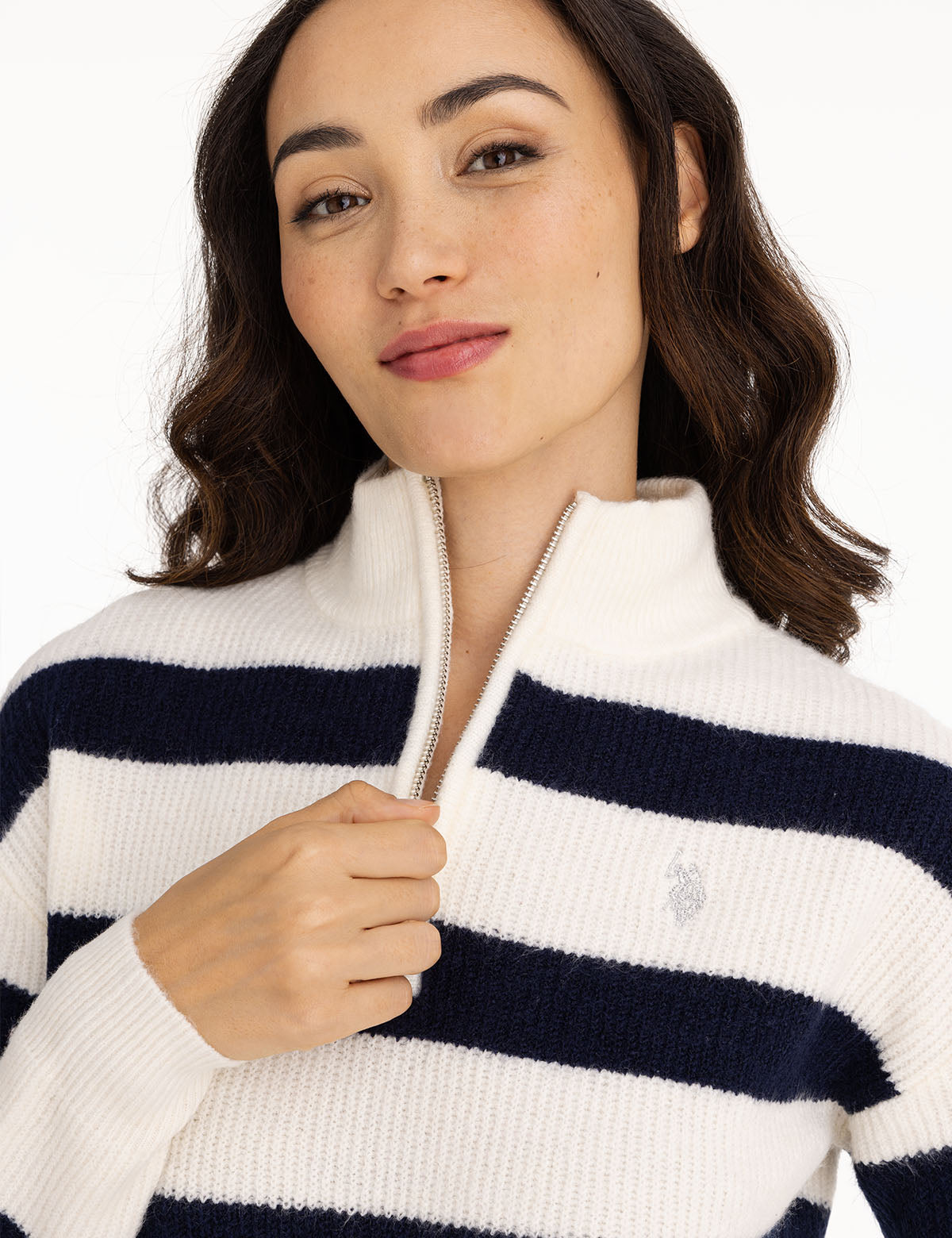 HALF ZIP MOCK NECK STRIPE SWEATER U.S. Polo Assn.