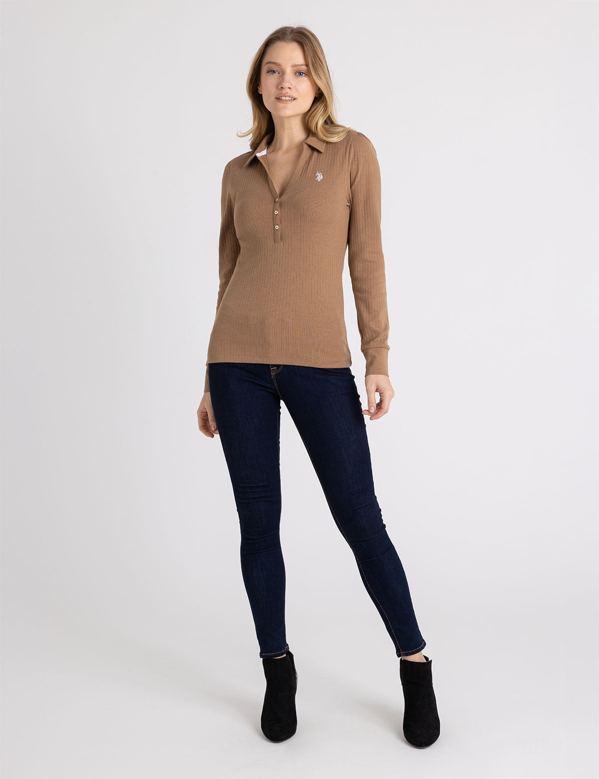SPLIT NECK LONG SLEEVE RIB POLO SHIRT– U.S. Polo Assn.