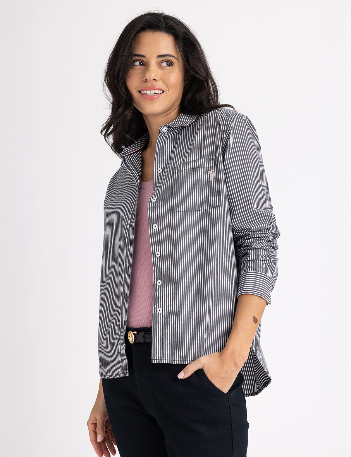 LONG SLEEVE RELAXED STRIPE POPLIN SHIRT