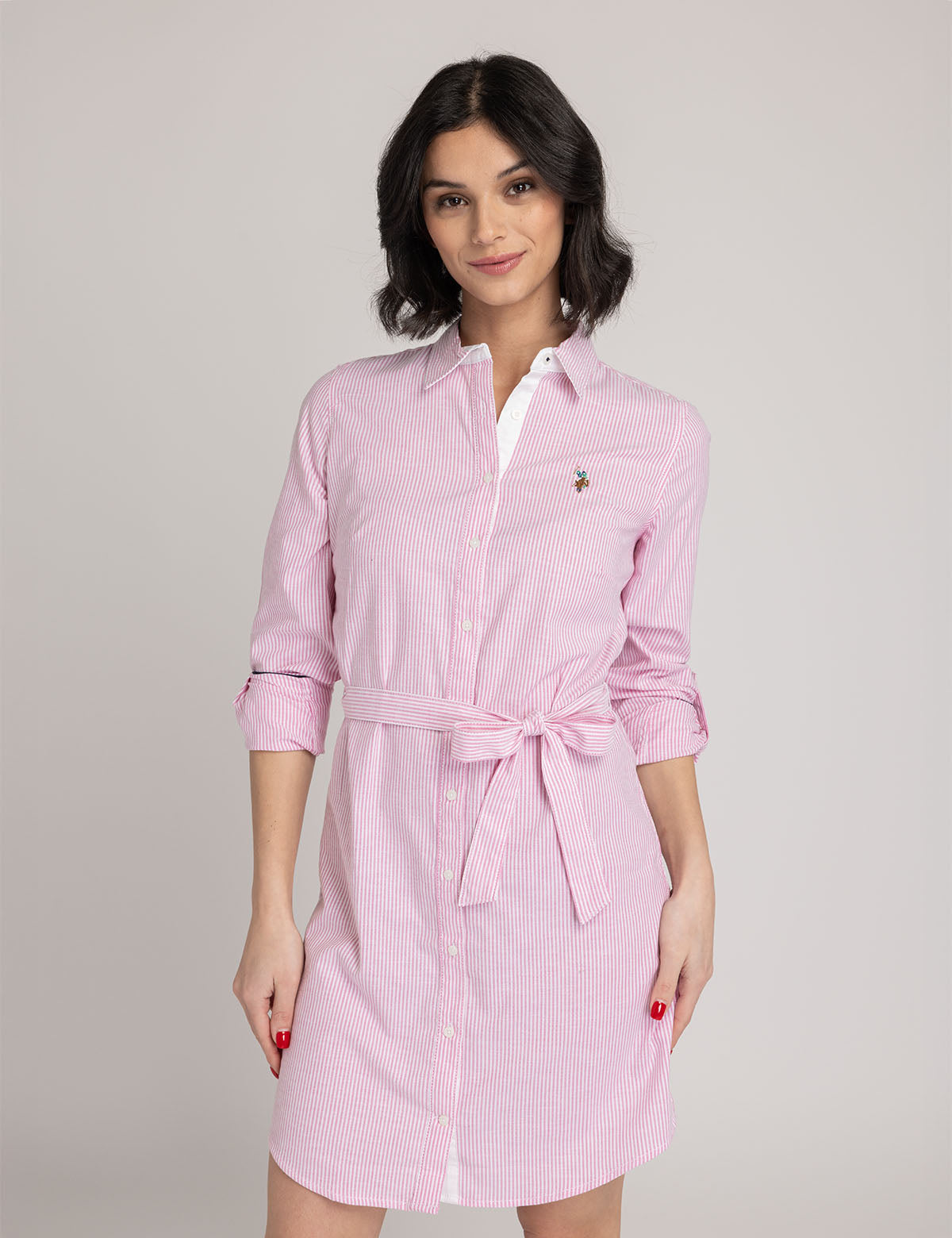 Us Polo Assn Dresses Long Womens STRIPED MULTI-COLORED LOGO OXFORD