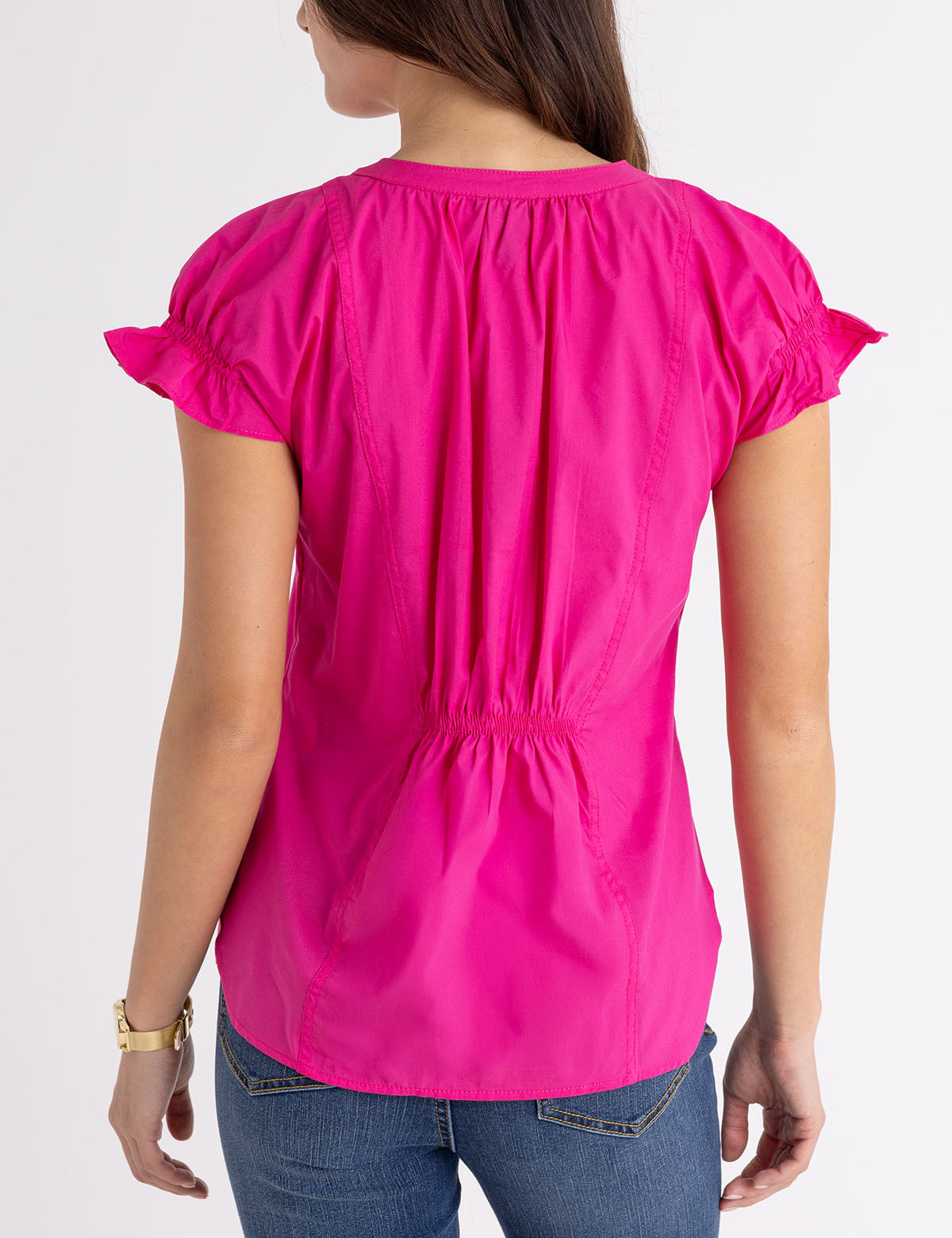 SPLIT NECK FLUTTER SLEEVE POPOVER TOP– U.S. Polo Assn.