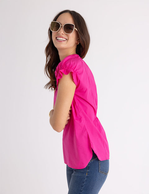 SPLIT NECK FLUTTER SLEEVE POPOVER TOP - U.S. Polo Assn.